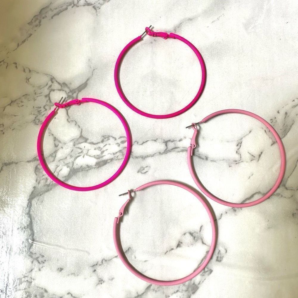 Large pink hoops - set of 2